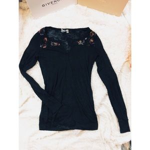 BKE Sheer Floral Inset Top